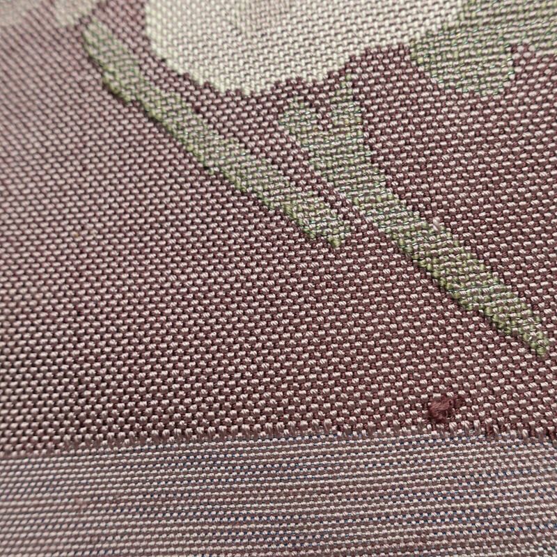 名古屋帯 太鼓柄 正絹 花柄 名古屋仕立て なごや帯 リサイクル帯 帯 紫・藤色_画像7