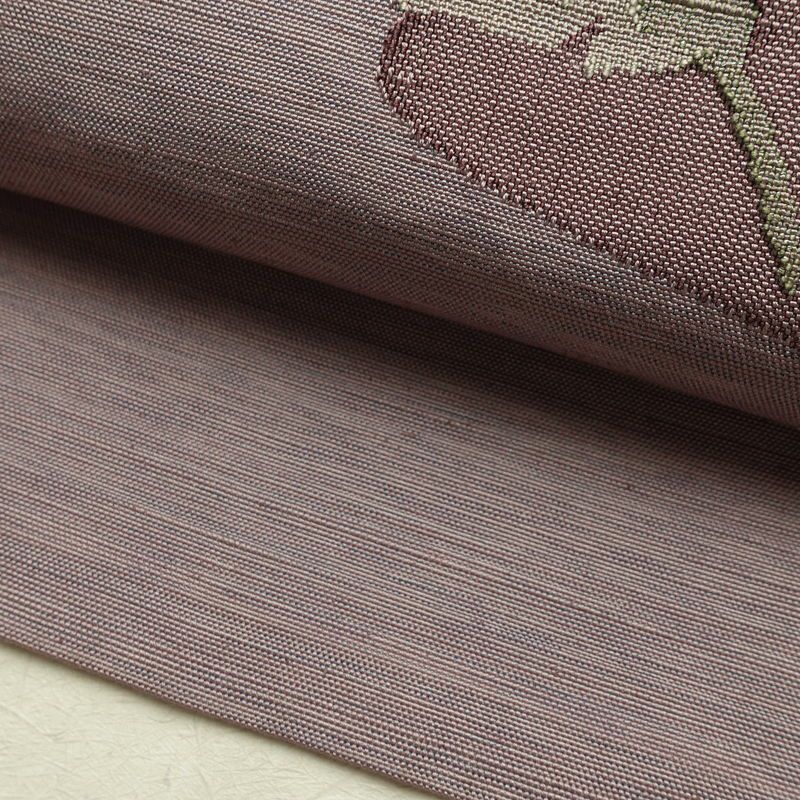 名古屋帯 太鼓柄 正絹 花柄 名古屋仕立て なごや帯 リサイクル帯 帯 紫・藤色_画像8