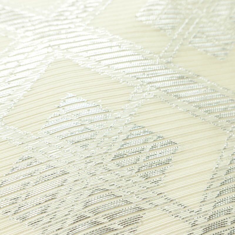 名古屋帯 全通柄 正絹 古典柄 名古屋仕立て なごや帯 リサイクル帯 帯 銀糸 白_画像5