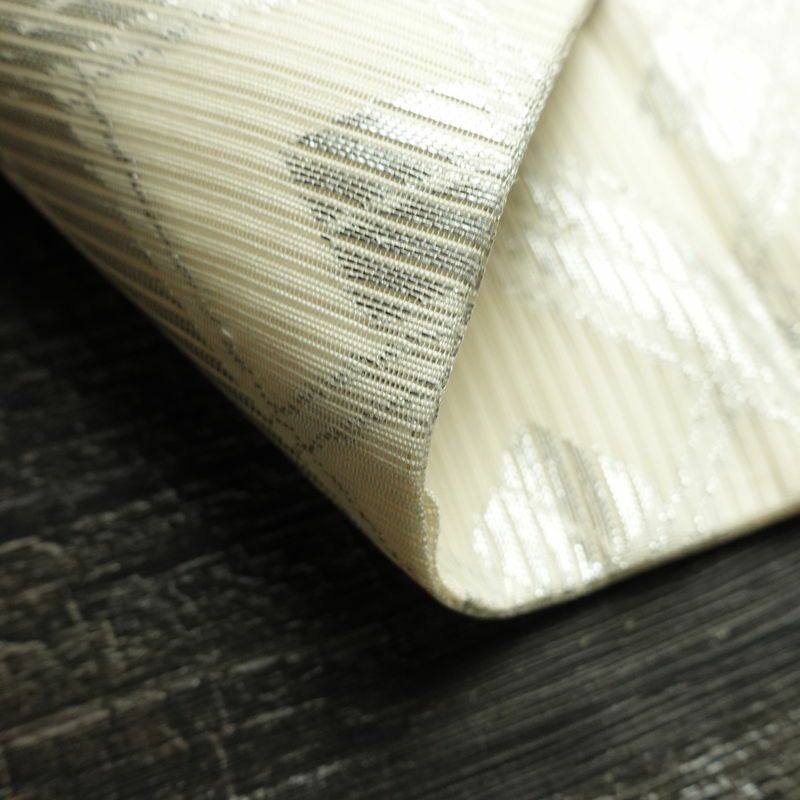 名古屋帯 全通柄 正絹 古典柄 名古屋仕立て なごや帯 リサイクル帯 帯 銀糸 白_画像10