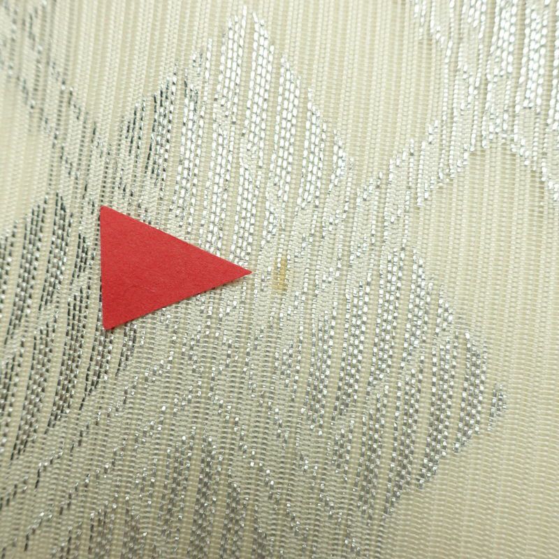 名古屋帯 全通柄 正絹 古典柄 名古屋仕立て なごや帯 リサイクル帯 帯 銀糸 白_画像14