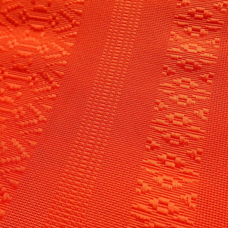 名古屋帯 全通柄 良品 夏用 混紡 縞柄・線柄 松葉仕立て なごや帯 リサイクル帯 帯 橙_画像3