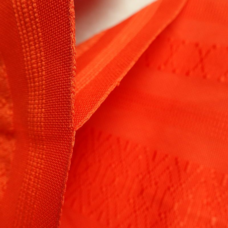 名古屋帯 全通柄 良品 夏用 混紡 縞柄・線柄 松葉仕立て なごや帯 リサイクル帯 帯 橙_画像16