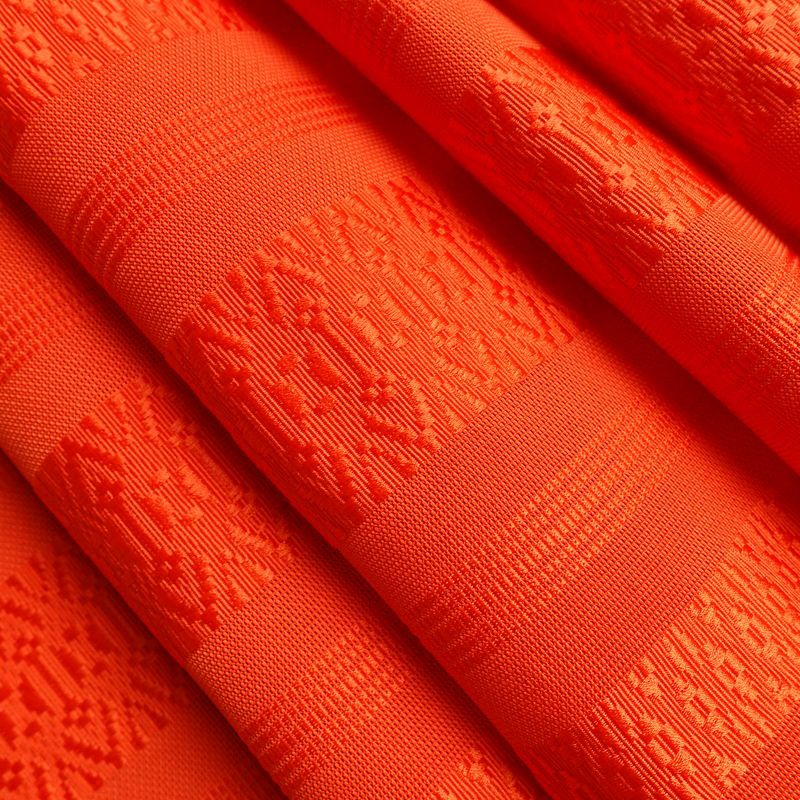 名古屋帯 全通柄 良品 夏用 混紡 縞柄・線柄 松葉仕立て なごや帯 リサイクル帯 帯 橙_画像20