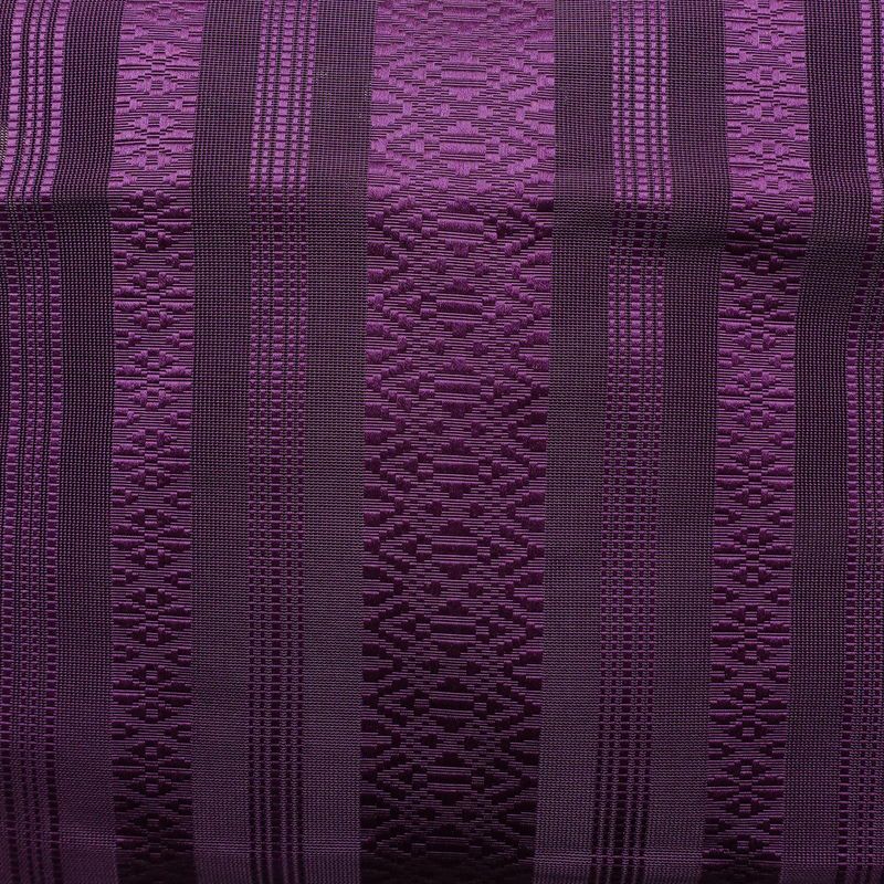 名古屋帯 全通柄 夏用 正絹 縞柄・線柄 名古屋仕立て なごや帯 リサイクル帯 帯 紫・藤色_画像2