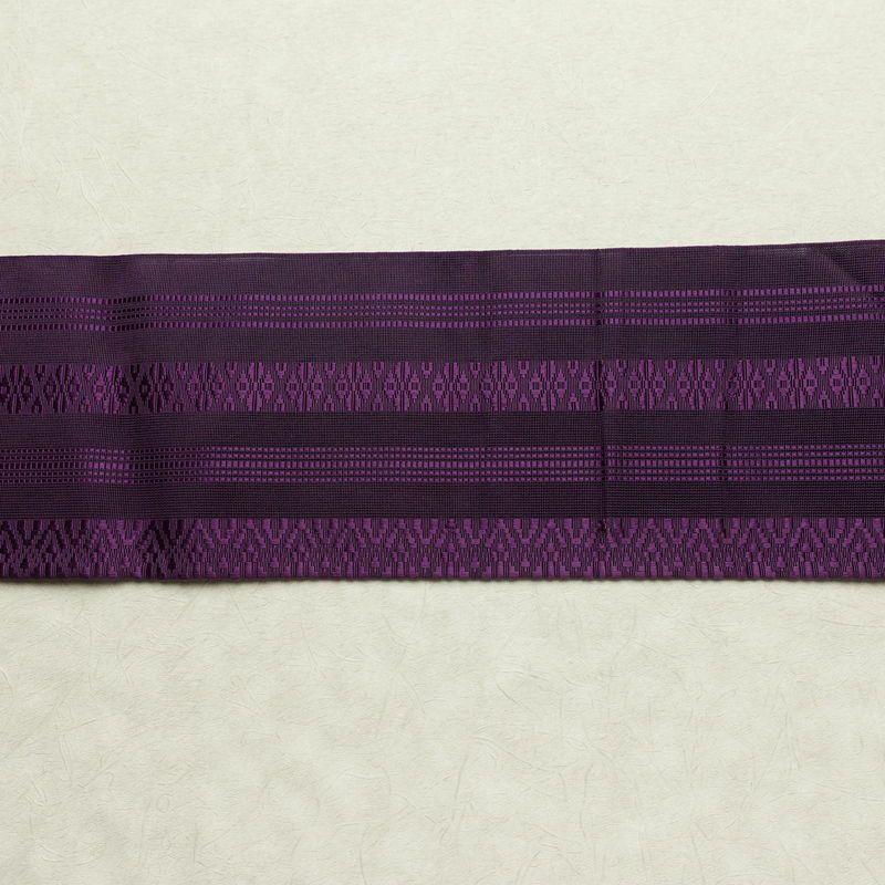 名古屋帯 全通柄 夏用 正絹 縞柄・線柄 名古屋仕立て なごや帯 リサイクル帯 帯 紫・藤色_画像12