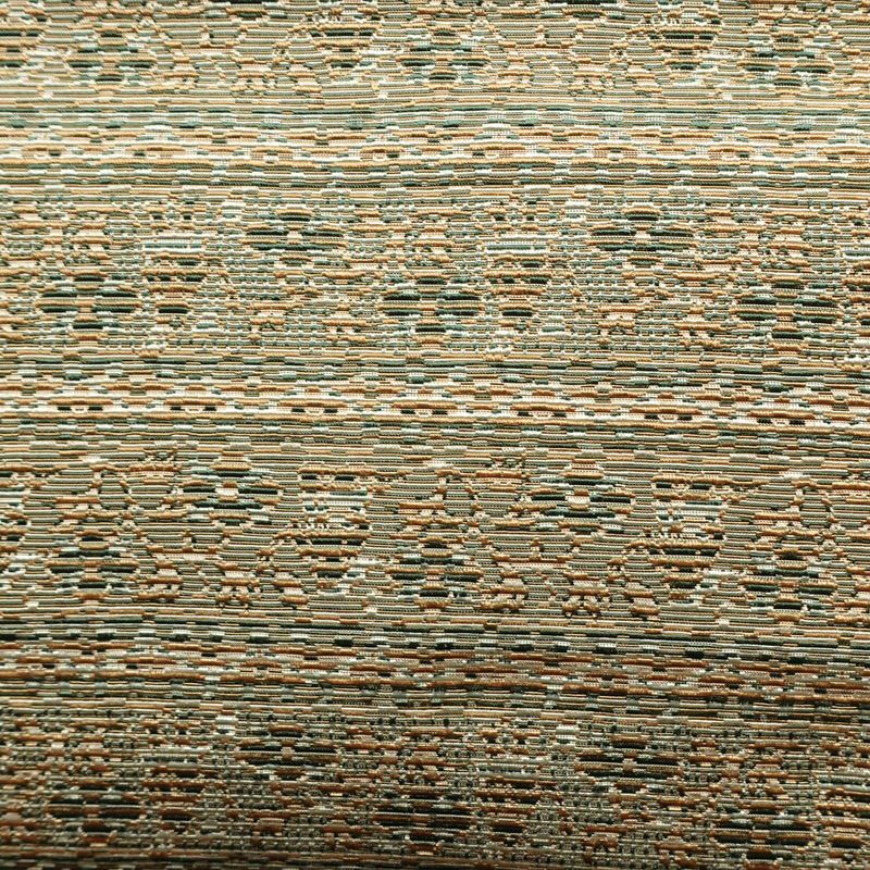 名古屋帯 全通柄 良品 正絹 幾何学柄・抽象柄 通し仕立て なごや帯 リサイクル帯 帯 オリエンタル ベージュ_画像2