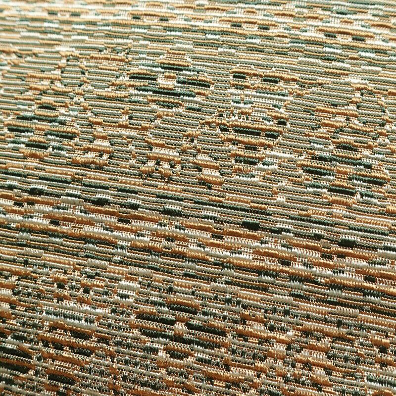 名古屋帯 全通柄 良品 正絹 幾何学柄・抽象柄 通し仕立て なごや帯 リサイクル帯 帯 オリエンタル ベージュ_画像3