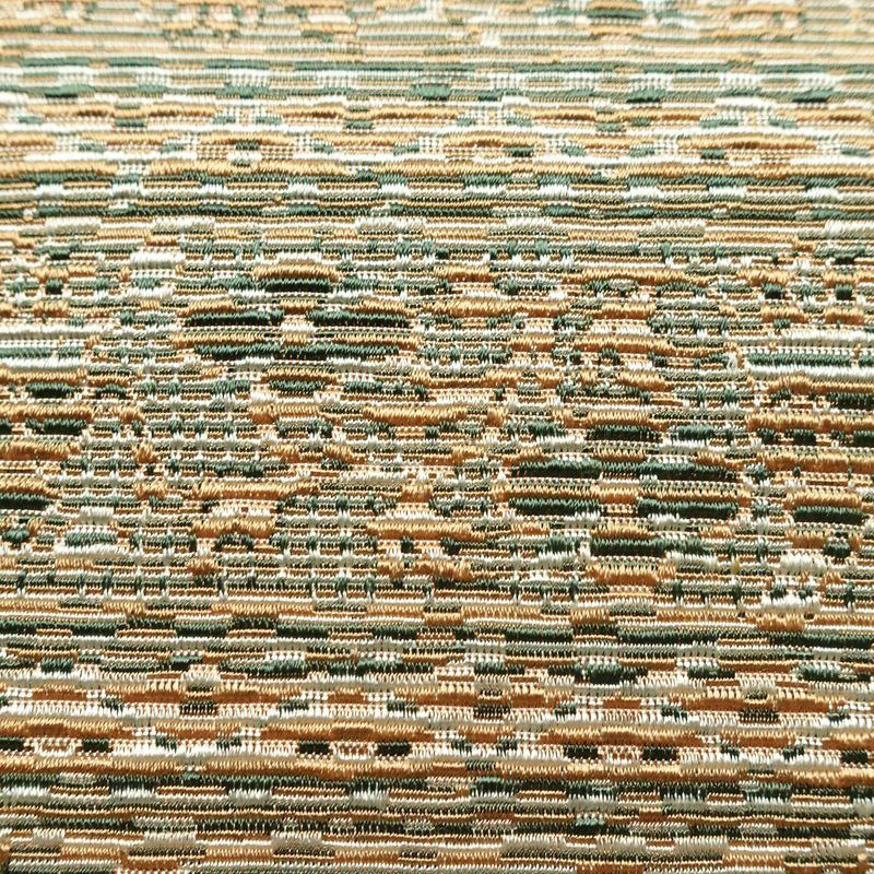 名古屋帯 全通柄 良品 正絹 幾何学柄・抽象柄 通し仕立て なごや帯 リサイクル帯 帯 オリエンタル ベージュ_画像4