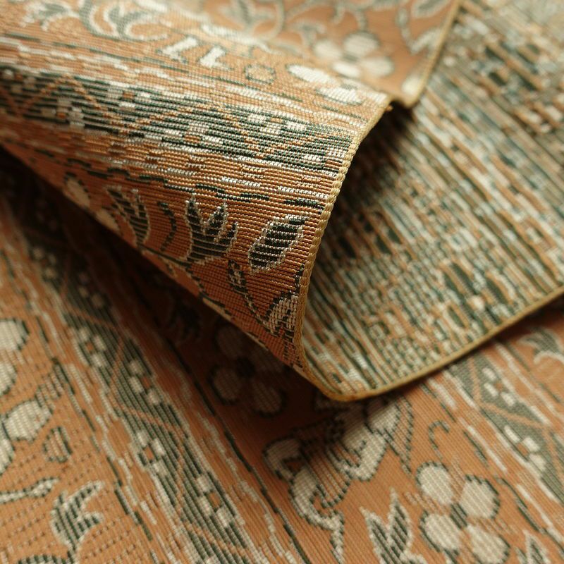 名古屋帯 全通柄 良品 正絹 幾何学柄・抽象柄 通し仕立て なごや帯 リサイクル帯 帯 オリエンタル ベージュ_画像12