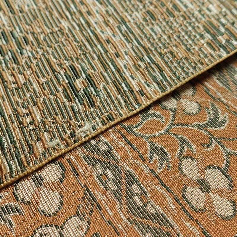 名古屋帯 全通柄 良品 正絹 幾何学柄・抽象柄 通し仕立て なごや帯 リサイクル帯 帯 オリエンタル ベージュ_画像14