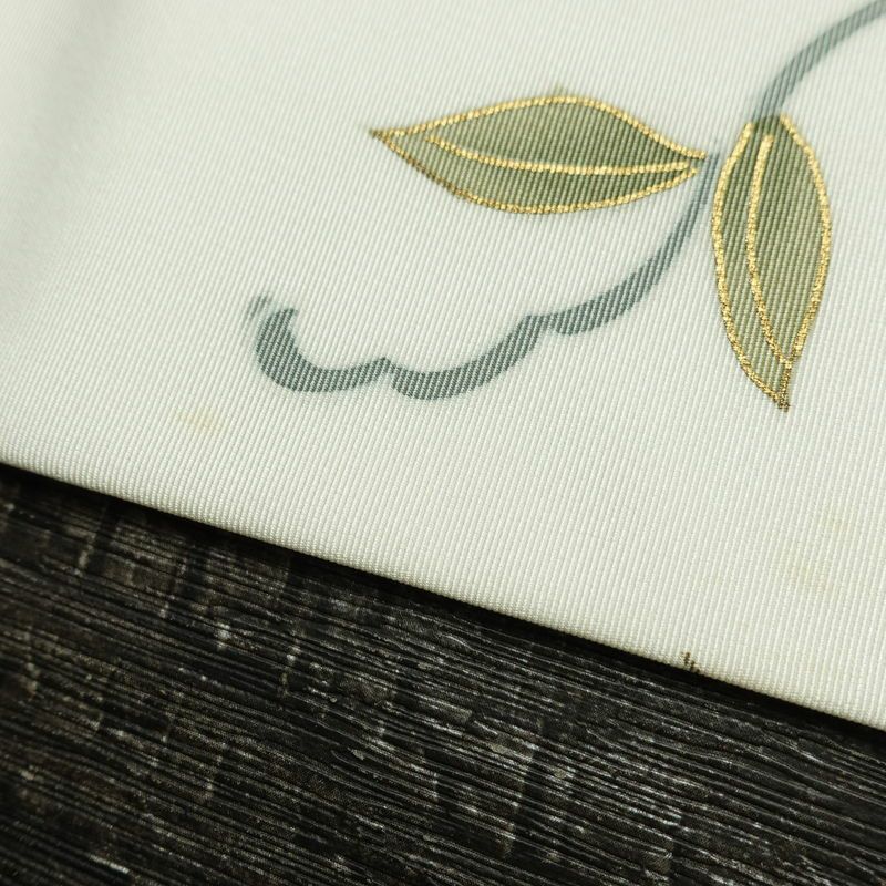 名古屋帯 太鼓柄 正絹 花柄 名古屋仕立て なごや帯 リサイクル帯 帯 金彩 シンプル 白_画像17