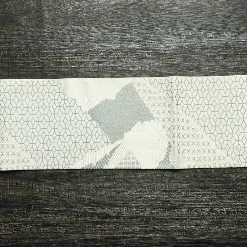 名古屋帯 六通柄 正絹 古典柄 名古屋仕立て なごや帯 リサイクル帯 帯 白_画像12