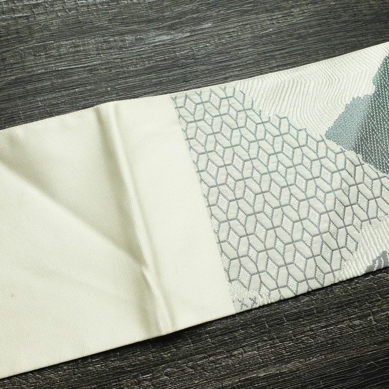 名古屋帯 六通柄 正絹 古典柄 名古屋仕立て なごや帯 リサイクル帯 帯 白_画像16