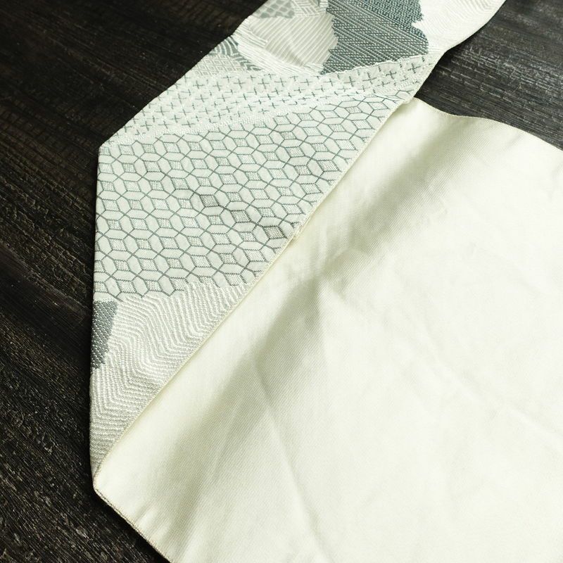 名古屋帯 六通柄 正絹 古典柄 名古屋仕立て なごや帯 リサイクル帯 帯 白_画像20