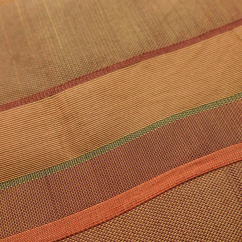 名古屋帯 六通柄 正絹 縞柄・線柄 名古屋仕立て なごや帯 リサイクル帯 帯 モダン 橙_画像6