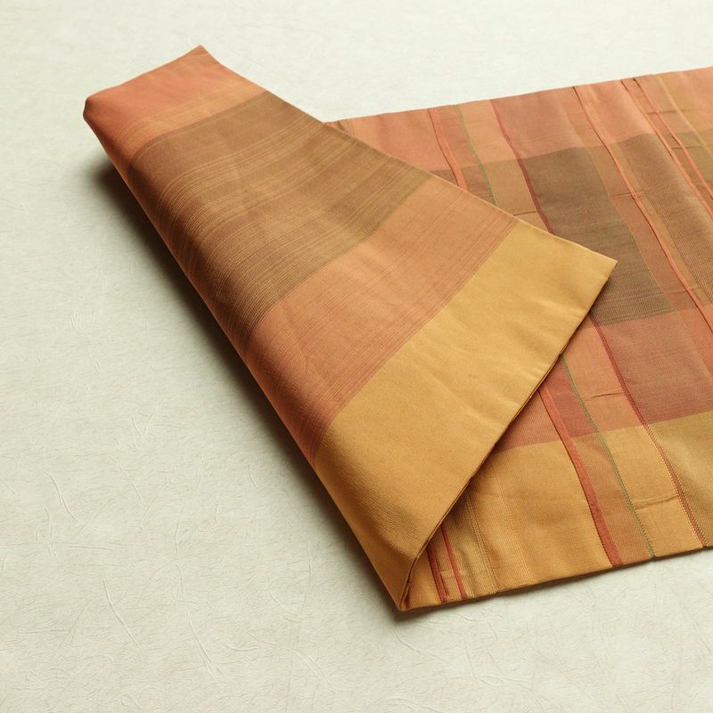 名古屋帯 六通柄 正絹 縞柄・線柄 名古屋仕立て なごや帯 リサイクル帯 帯 モダン 橙_画像10