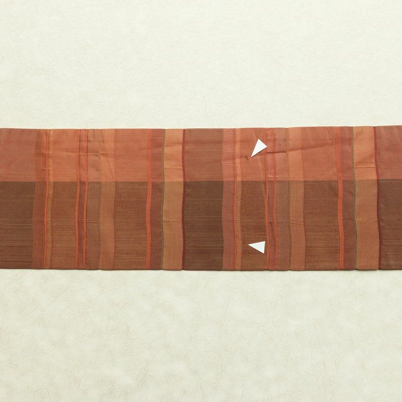 名古屋帯 六通柄 正絹 縞柄・線柄 名古屋仕立て なごや帯 リサイクル帯 帯 モダン 橙_画像12