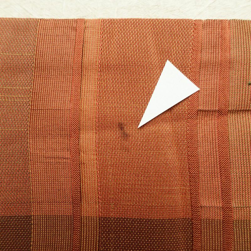 名古屋帯 六通柄 正絹 縞柄・線柄 名古屋仕立て なごや帯 リサイクル帯 帯 モダン 橙_画像13