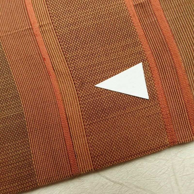 名古屋帯 六通柄 正絹 縞柄・線柄 名古屋仕立て なごや帯 リサイクル帯 帯 モダン 橙_画像14