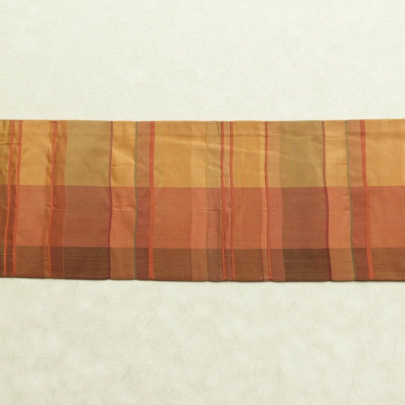 名古屋帯 六通柄 正絹 縞柄・線柄 名古屋仕立て なごや帯 リサイクル帯 帯 モダン 橙_画像15