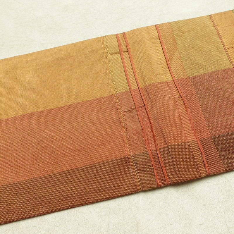 名古屋帯 六通柄 正絹 縞柄・線柄 名古屋仕立て なごや帯 リサイクル帯 帯 モダン 橙_画像16