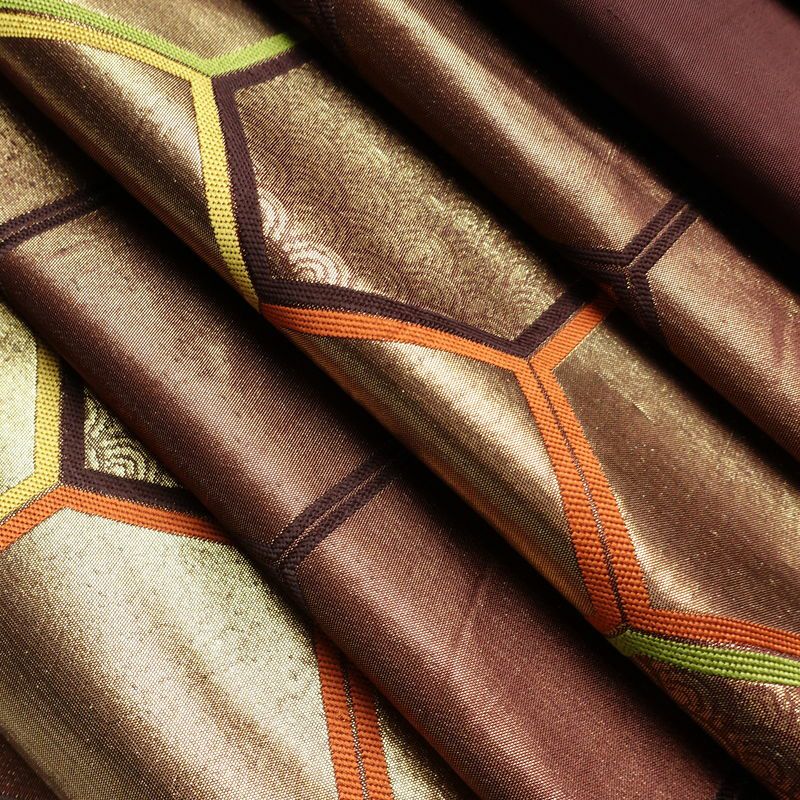 名古屋帯 太鼓柄 正絹 亀甲柄 通し仕立て なごや帯 リサイクル帯 帯 青海波 引箔 茶_画像21