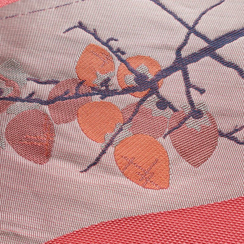 名古屋帯 六通柄 良品 正絹 木の葉・植物柄 名古屋仕立て なごや帯 リサイクル帯 帯 柿 ピンク_画像3