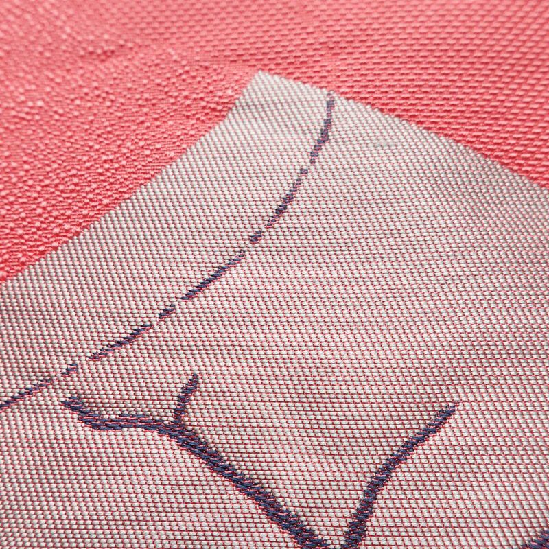 名古屋帯 六通柄 良品 正絹 木の葉・植物柄 名古屋仕立て なごや帯 リサイクル帯 帯 柿 ピンク_画像5