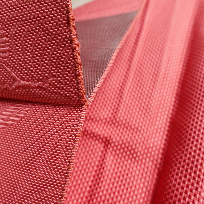 名古屋帯 六通柄 良品 正絹 木の葉・植物柄 名古屋仕立て なごや帯 リサイクル帯 帯 柿 ピンク_画像20