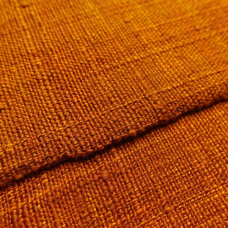 名古屋帯 全通柄 良品 正絹 無地 通し仕立て なごや帯 リサイクル帯 帯 シンプル 紬地 橙_画像12