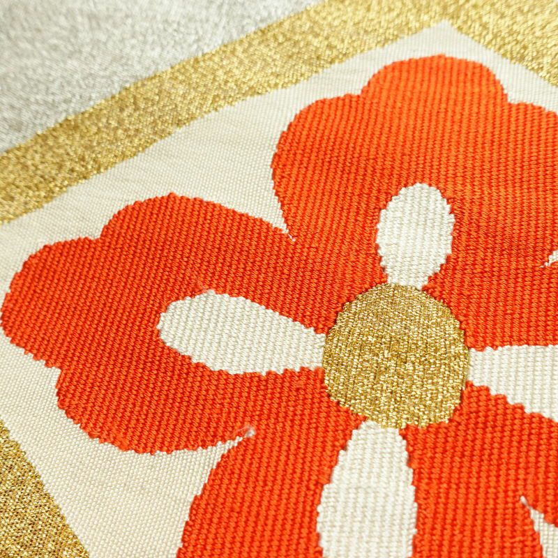 名古屋帯 太鼓柄 良品 正絹 古典柄 名古屋仕立て なごや帯 リサイクル帯 帯 金糸 シンプル 白_画像4