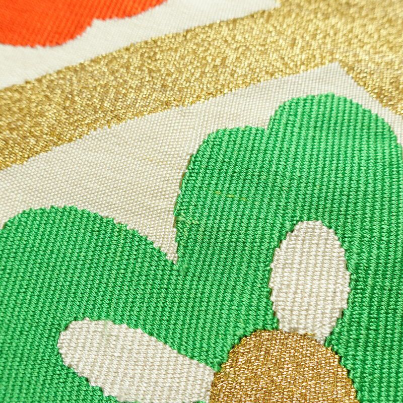 名古屋帯 太鼓柄 良品 正絹 古典柄 名古屋仕立て なごや帯 リサイクル帯 帯 金糸 シンプル 白_画像6