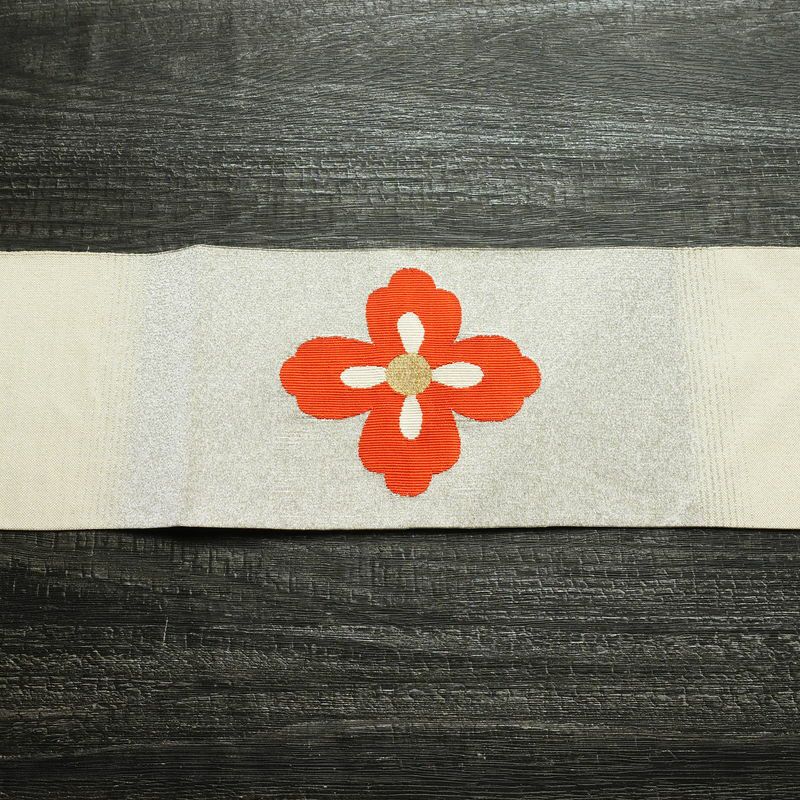 名古屋帯 太鼓柄 良品 正絹 古典柄 名古屋仕立て なごや帯 リサイクル帯 帯 金糸 シンプル 白_画像15