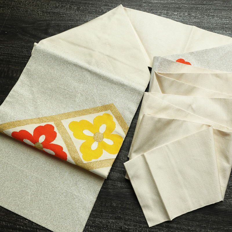 名古屋帯 太鼓柄 良品 正絹 古典柄 名古屋仕立て なごや帯 リサイクル帯 帯 金糸 シンプル 白_画像17