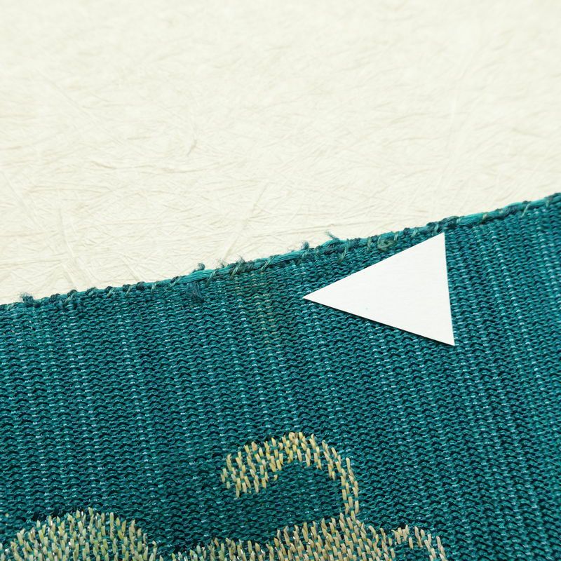 名古屋帯 太鼓柄 夏用 正絹 流水・波柄 名古屋仕立て なごや帯 リサイクル帯 帯 銀糸 緑・うぐいす色_画像15