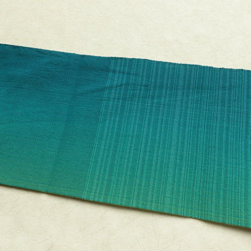 名古屋帯 太鼓柄 夏用 正絹 流水・波柄 名古屋仕立て なごや帯 リサイクル帯 帯 銀糸 緑・うぐいす色_画像16