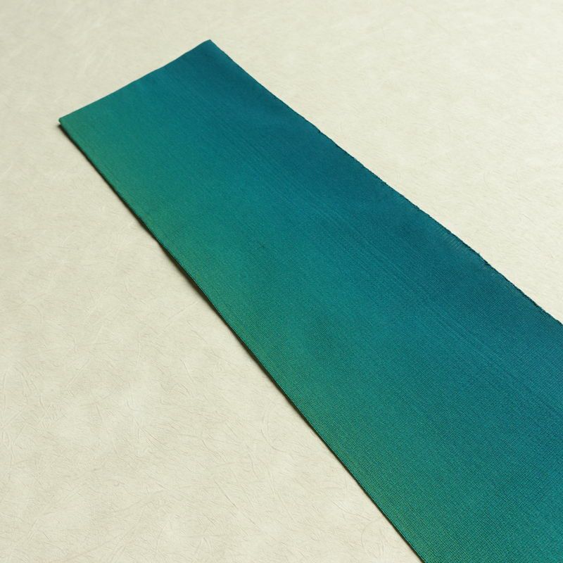 名古屋帯 太鼓柄 夏用 正絹 流水・波柄 名古屋仕立て なごや帯 リサイクル帯 帯 銀糸 緑・うぐいす色_画像17