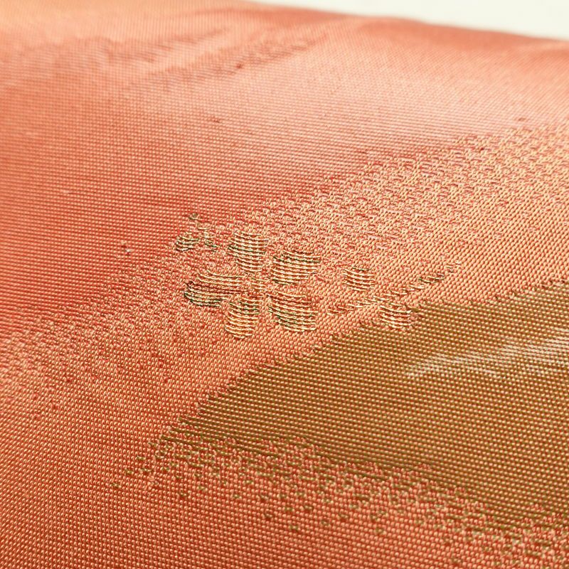 名古屋帯 六通柄 ふくれ織 正絹 幾何学柄・抽象柄 名古屋仕立て なごや帯 リサイクル帯 帯 橙_画像6