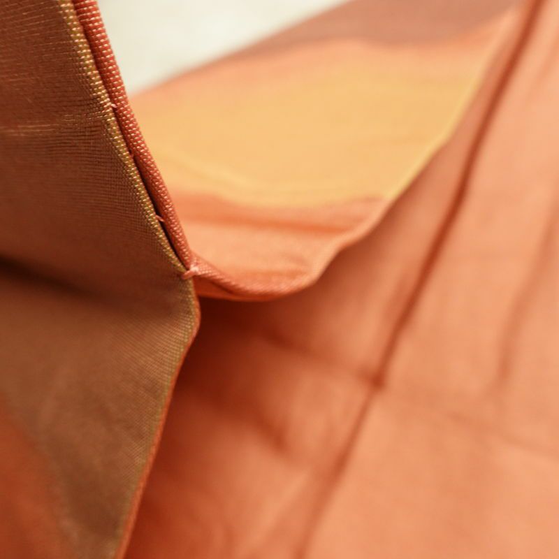 名古屋帯 六通柄 ふくれ織 正絹 幾何学柄・抽象柄 名古屋仕立て なごや帯 リサイクル帯 帯 橙_画像20