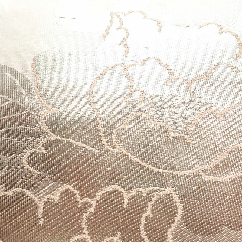 名古屋帯 六通柄 正絹 花柄 名古屋仕立て なごや帯 リサイクル帯 帯 引箔 ピンク_画像4