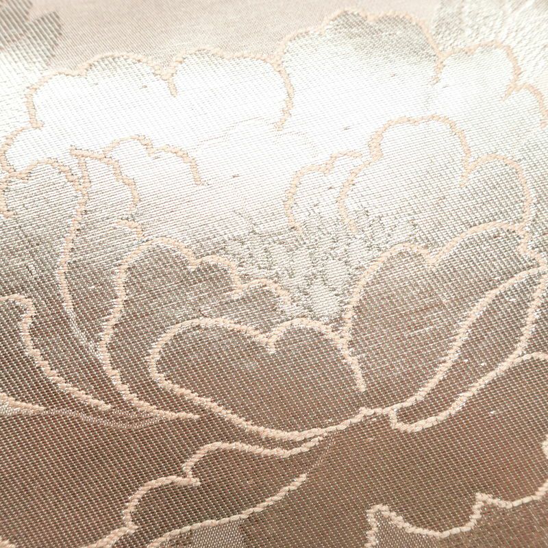 名古屋帯 六通柄 正絹 花柄 名古屋仕立て なごや帯 リサイクル帯 帯 引箔 ピンク_画像6