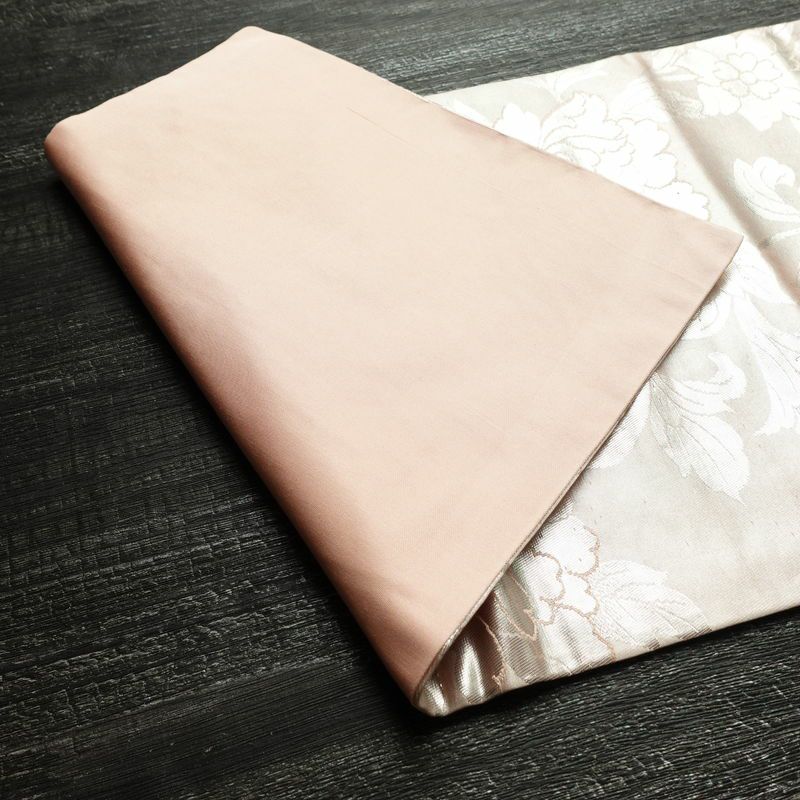 名古屋帯 六通柄 正絹 花柄 名古屋仕立て なごや帯 リサイクル帯 帯 引箔 ピンク_画像10