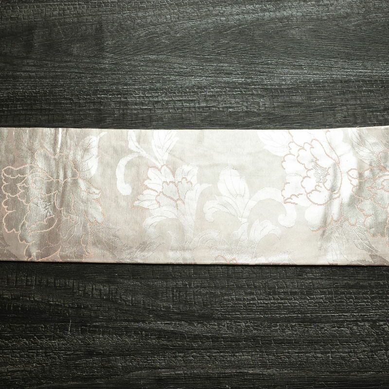 名古屋帯 六通柄 正絹 花柄 名古屋仕立て なごや帯 リサイクル帯 帯 引箔 ピンク_画像13