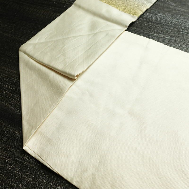 名古屋帯 太鼓柄 正絹 花柄 名古屋仕立て なごや帯 リサイクル帯 帯 箔 菊 白_画像18