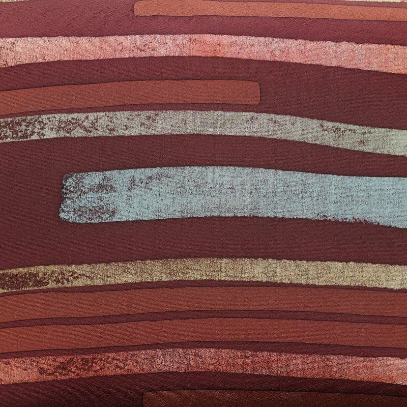 名古屋帯 全通柄 良品 正絹 幾何学柄・抽象柄 名古屋仕立て なごや帯 リサイクル帯 帯 モダン 小豆・エンジ_画像2