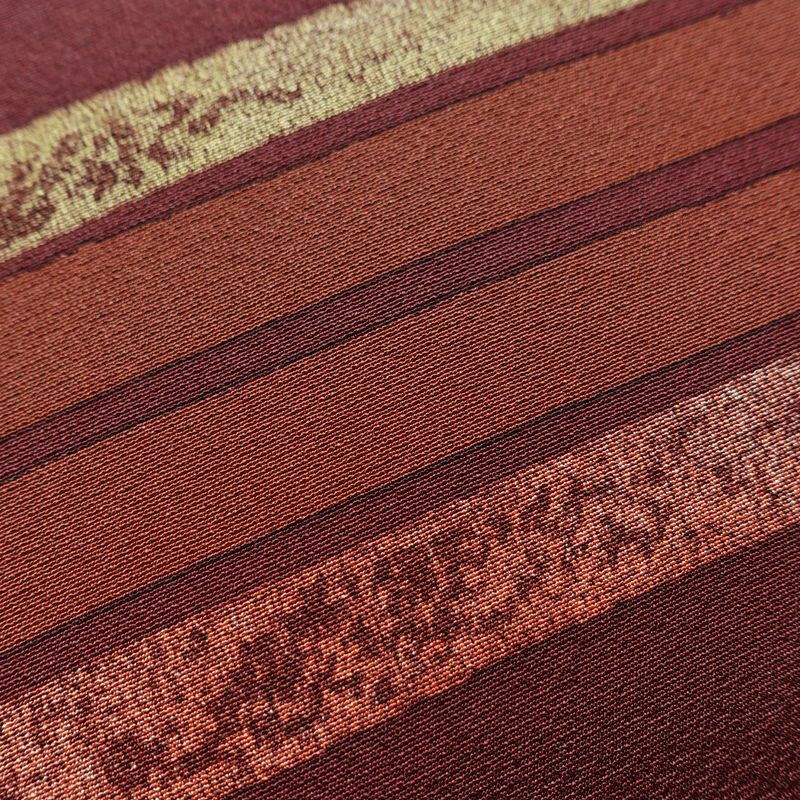 名古屋帯 全通柄 良品 正絹 幾何学柄・抽象柄 名古屋仕立て なごや帯 リサイクル帯 帯 モダン 小豆・エンジ_画像6