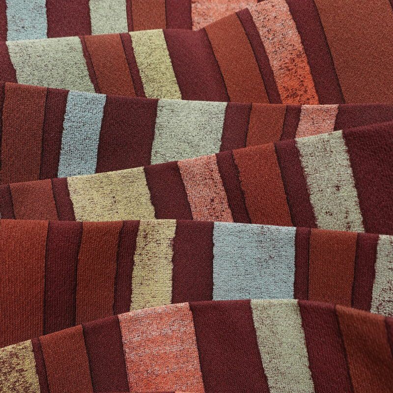 名古屋帯 全通柄 良品 正絹 幾何学柄・抽象柄 名古屋仕立て なごや帯 リサイクル帯 帯 モダン 小豆・エンジ_画像16