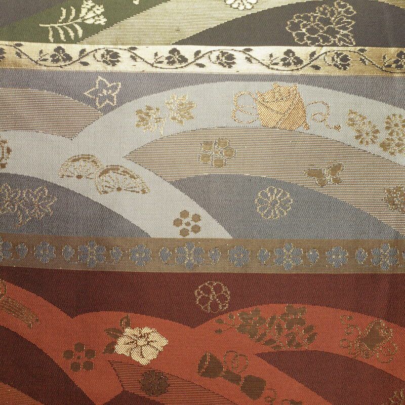 名古屋帯 太鼓柄 正絹 古典柄 名古屋仕立て なごや帯 リサイクル帯 帯 箔 多色使い_画像2