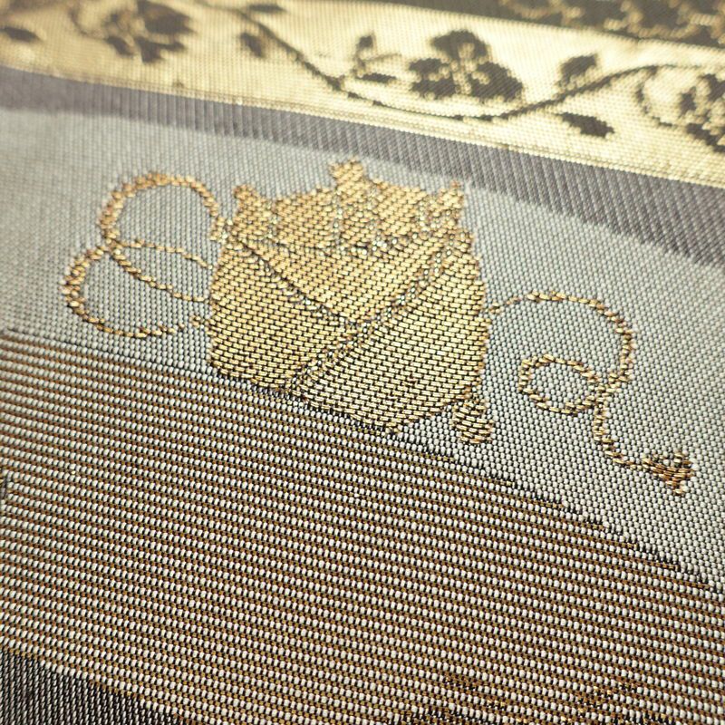 名古屋帯 太鼓柄 正絹 古典柄 名古屋仕立て なごや帯 リサイクル帯 帯 箔 多色使い_画像5